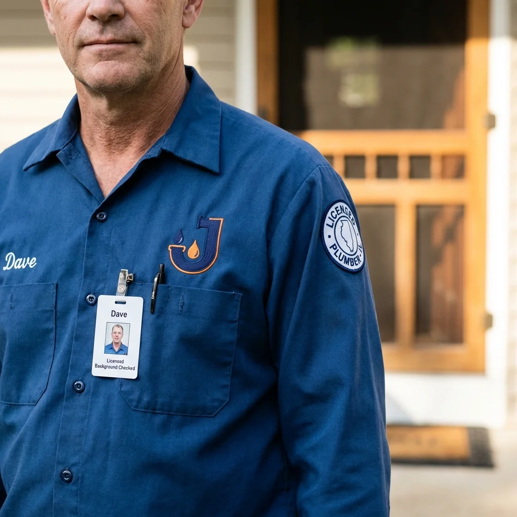 Licensed plumber showing ID badge in Clewiston, FL