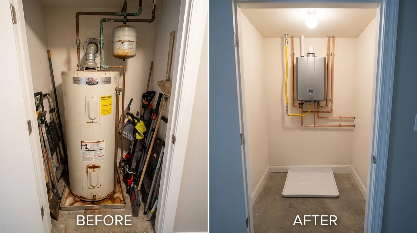 Tank water heater versus wall-mounted tankless unit comparison for Clewiston, FL homeowners